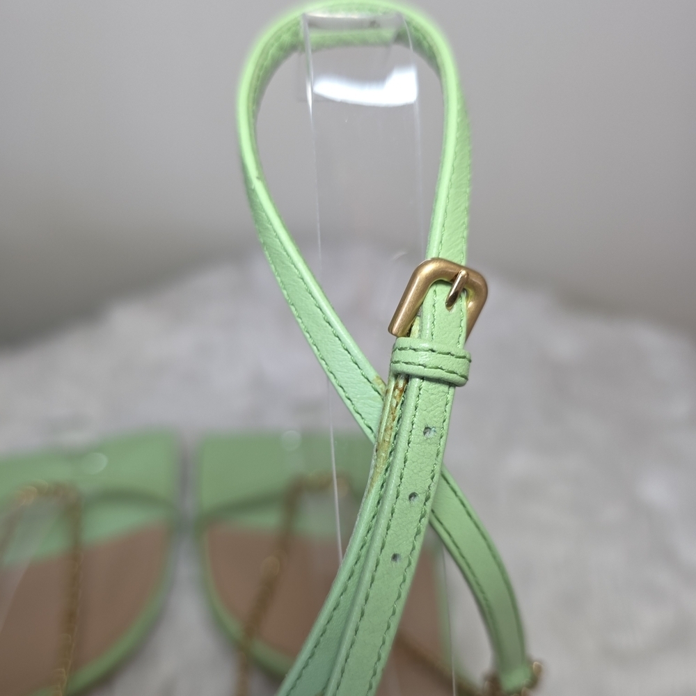 Bottega Veneta Stretch Chain Sandals Pistachio Green Square Toe EU 38.5/US 8.5 - Picture 7 of 16